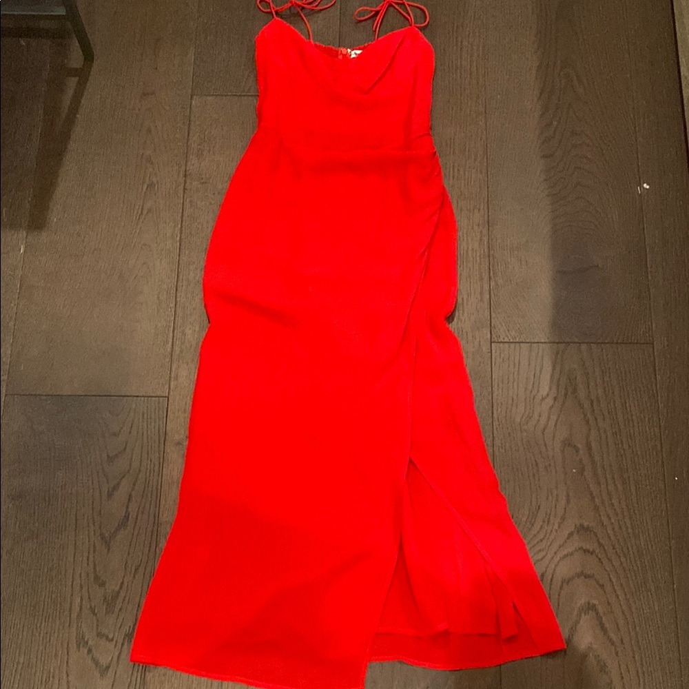 Reformation Red Embellished Maxi Slip Dress